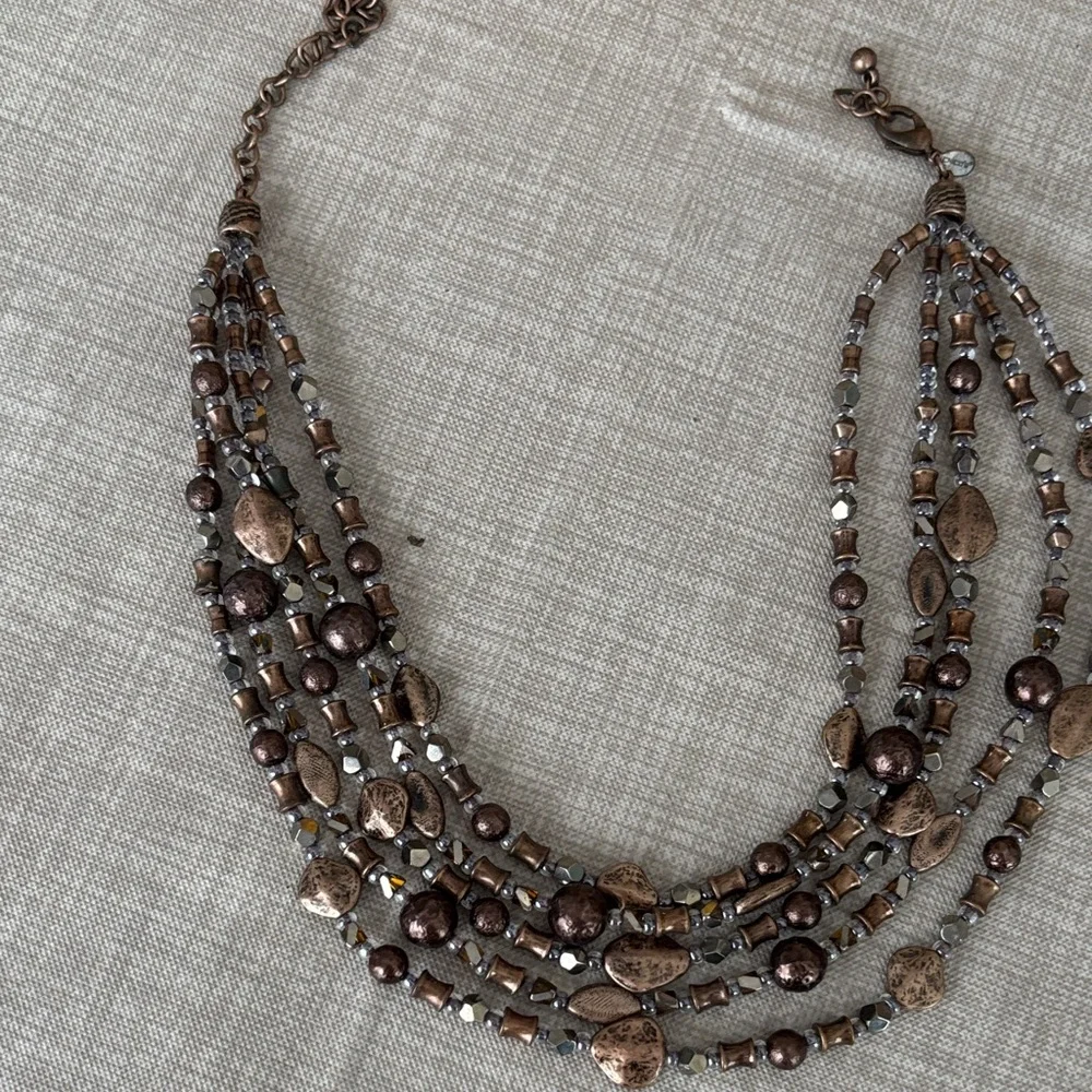 Chic Multi-Strand Bronze Necklace - Picture 1 of 6
